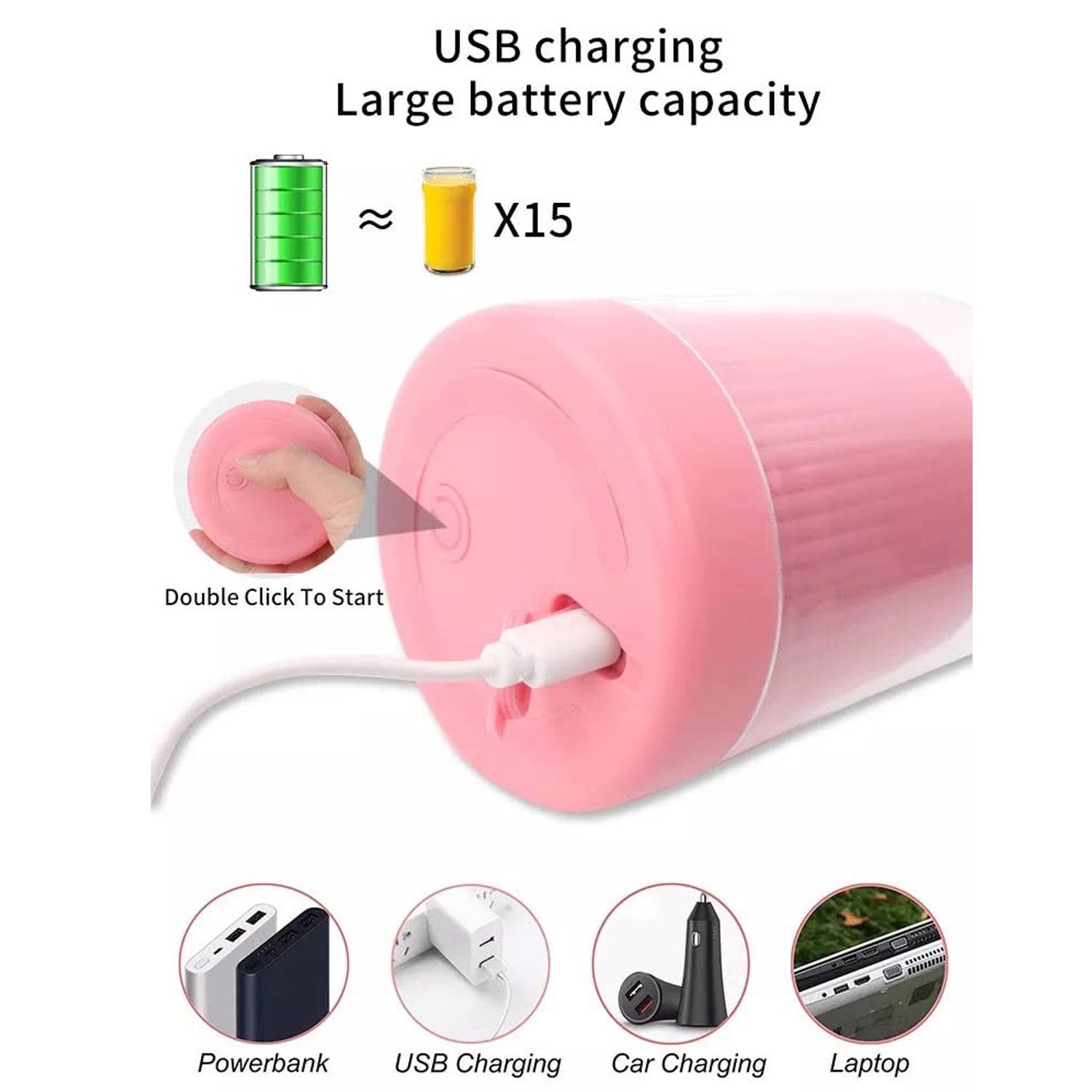5334A BLENDER PORTABLE JUICER FOR SMOOTHIE , JUICE , VEGETABLE SHAKES WITH 6 BLADES WIRELESS CHARGING MINI PERSONAL SIZE MIXER BOTTLE GRINDER, 380 ML MULTICOLOR DeoDap 5334A BLENDER PORTABLE JUICER FOR SMOOTHIE , JUICE , VEGETABLE SHAKES WITH 6 BLADES WIRELESS CHARGING MINI PERSONAL SIZE MIXER BOTTLE GRINDER, 380 ML MULTICOLOR DeoDap
